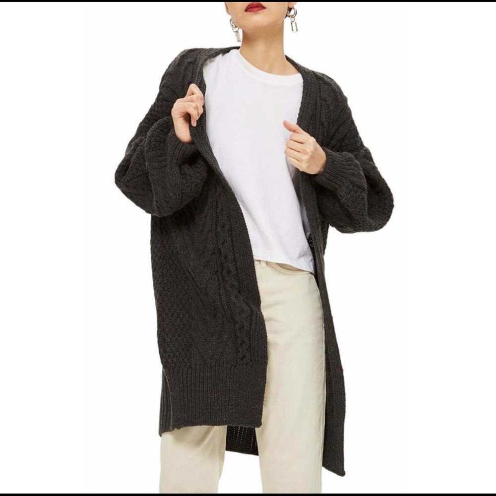 Nordstrom Topshop cable knit chunky open sweater